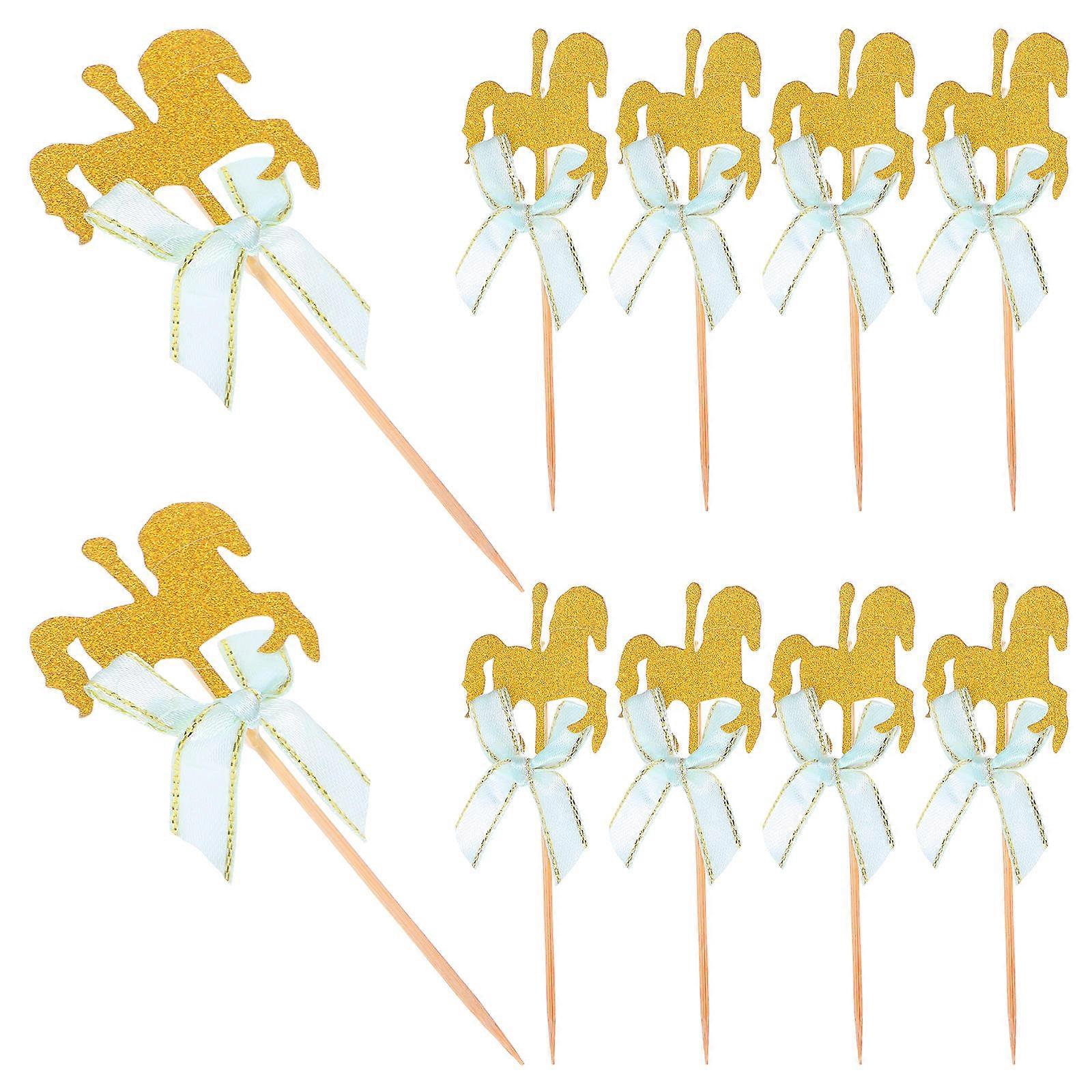 Eggcake Fruit Insert Cake Toppers for Celebration 20Pcs Blue Carousel Style