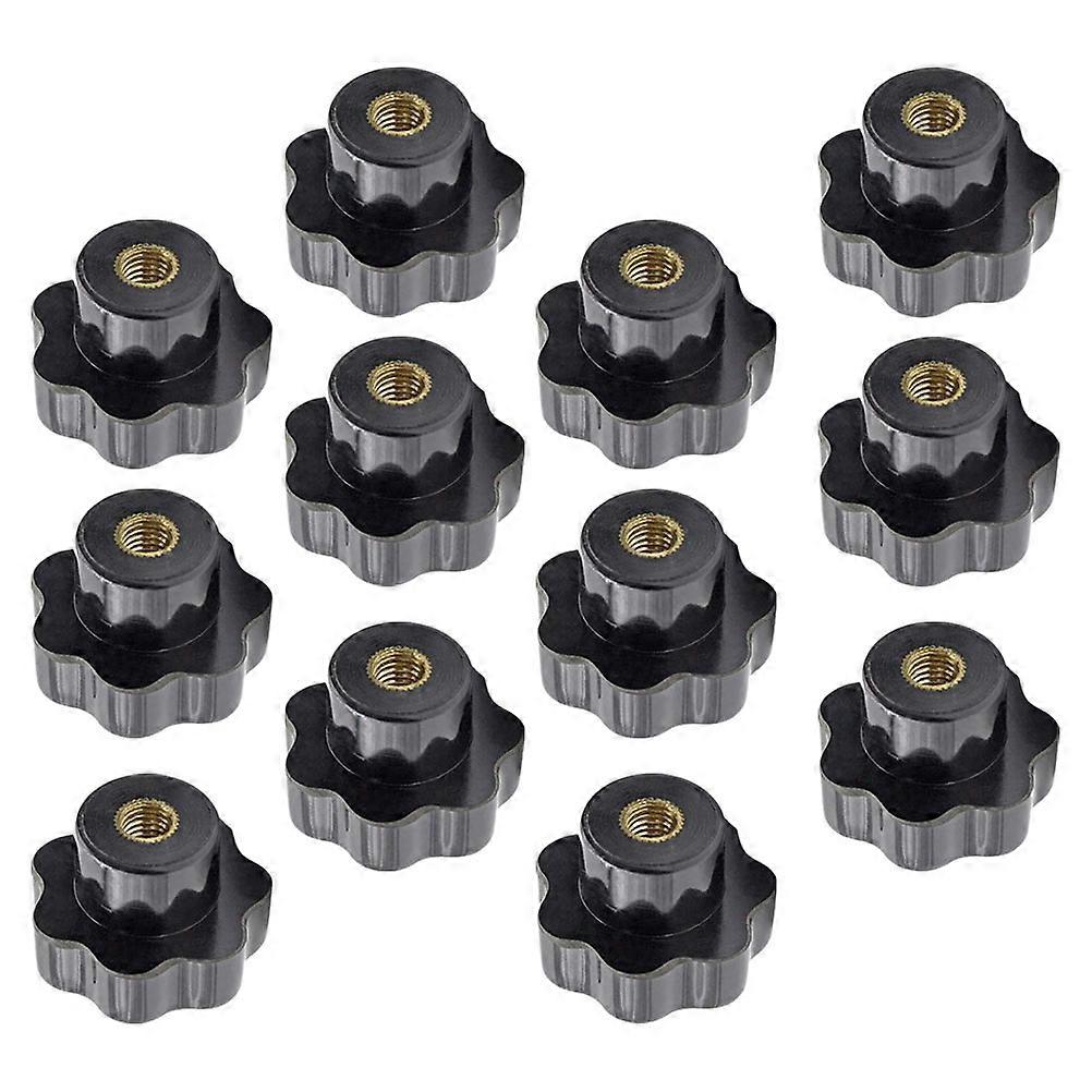Black Plastic Plum Blossom Screw Thread Knob for Machine 12Pcs Set