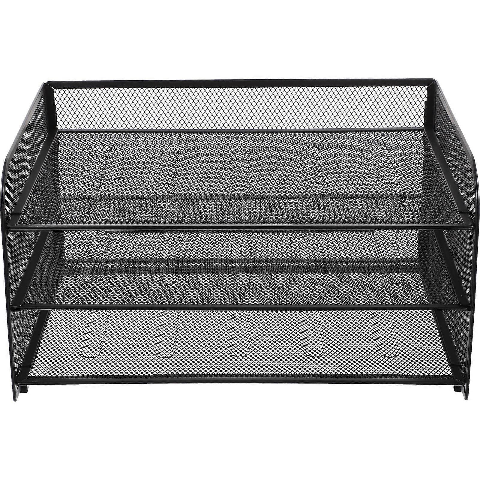 Three Layer File Rack Metal Desk Paper Tray for Document Organizing 3-Tier