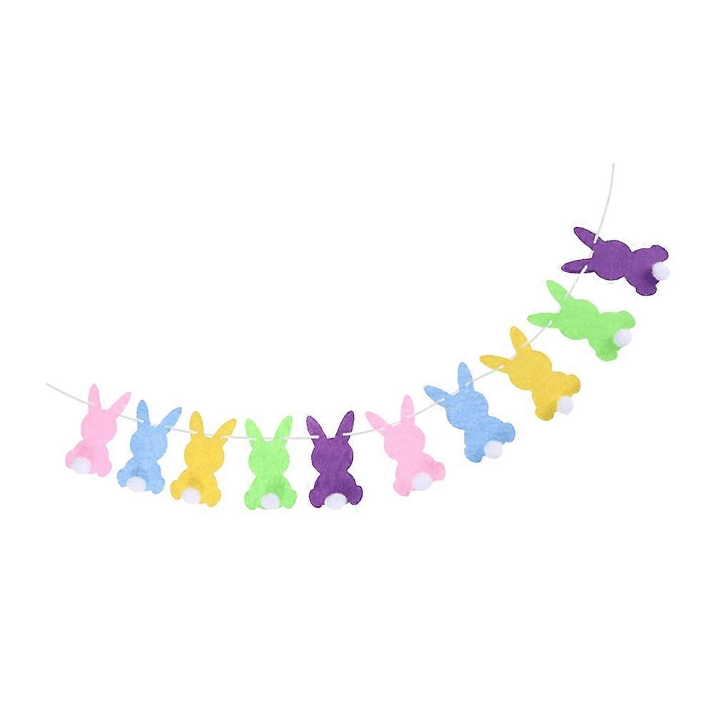 Rustic Easter Bunny Bunting Decor Ribbon Shape Multi Color for Windows Holiday Party Scene Layout 1Set