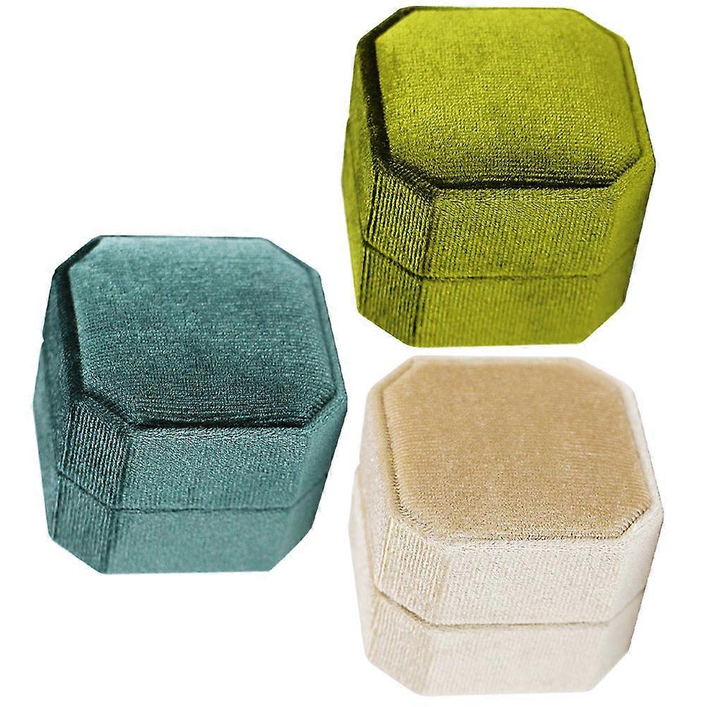 Corduroy Ring Boxes for Jewelry Gift 3Pcs Octagonal Engagement Ring Boxes