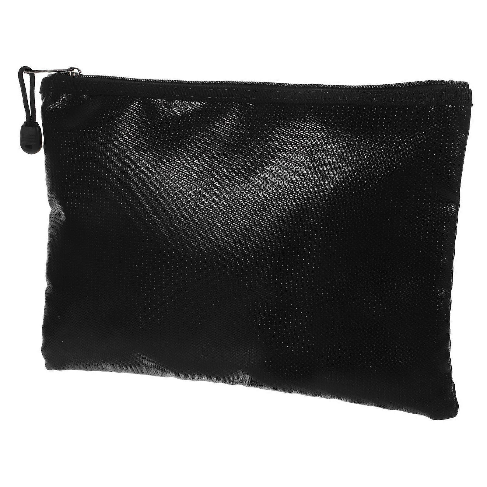 Fireproof Office Bag for Storage Use 1Pcs Waterproof Valuable Document Bag Black