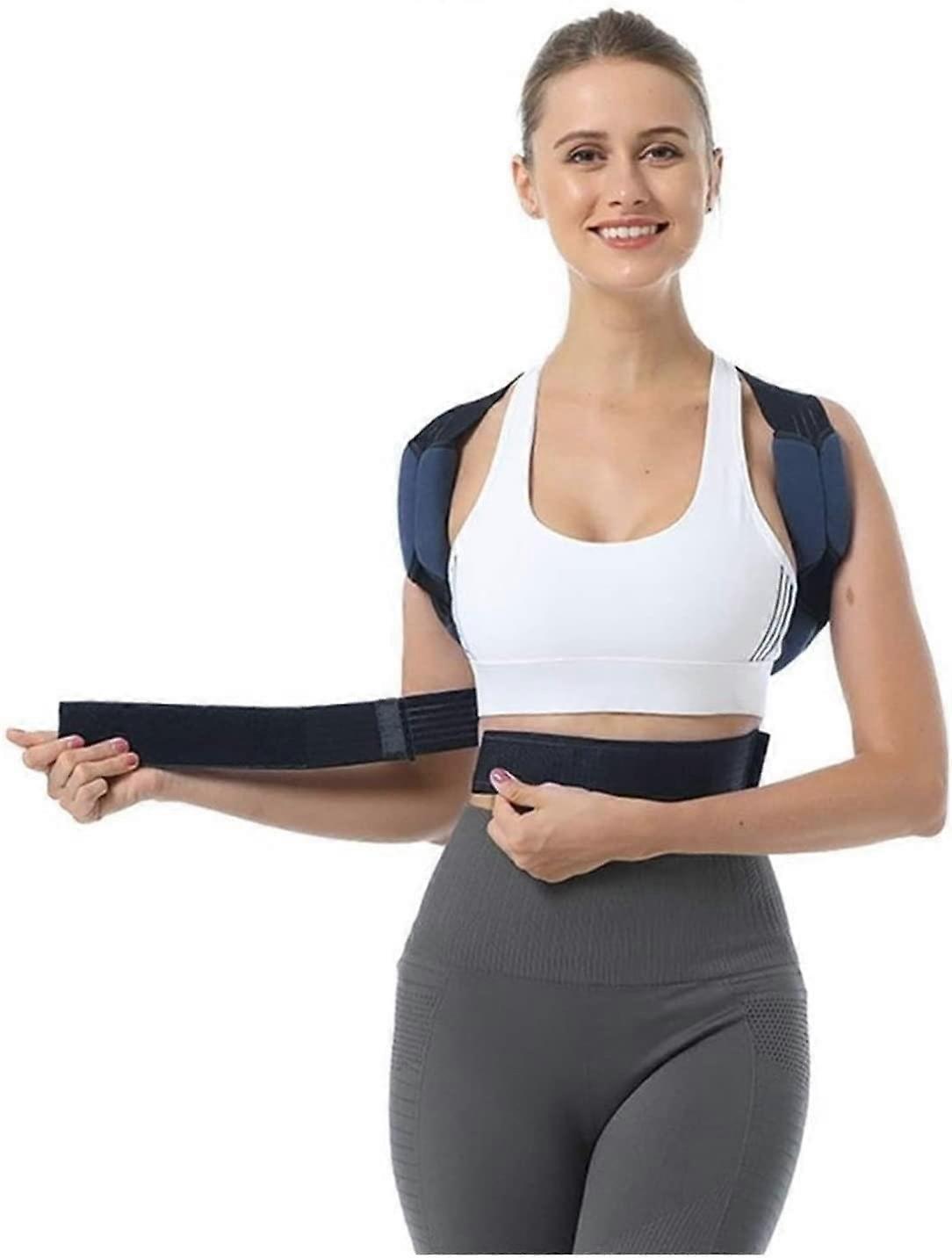 Posture Corrector Back Support Brace with Breathable Lightweight Fabric and Adjustable Shoulder Straps, Black XLarge