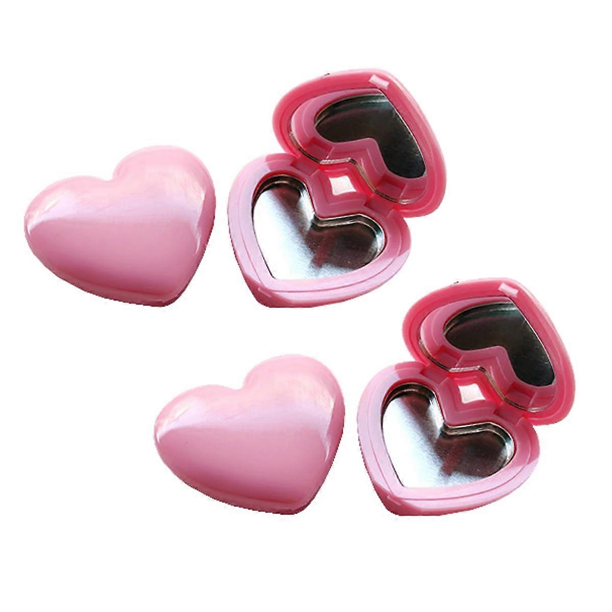 Mini Heart Shaped Empty Eyeshadow Palette with Mirror, DIY Refillable Travel Makeup Case, Pink