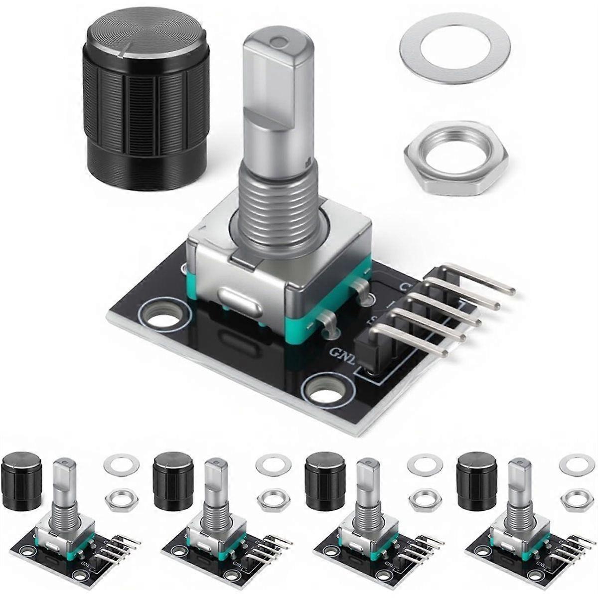 5 PCS KY-040 Rotary Encoder Module, 360 Degree Rotary Encoder with Knobs Cap Brick Sensor Modules f