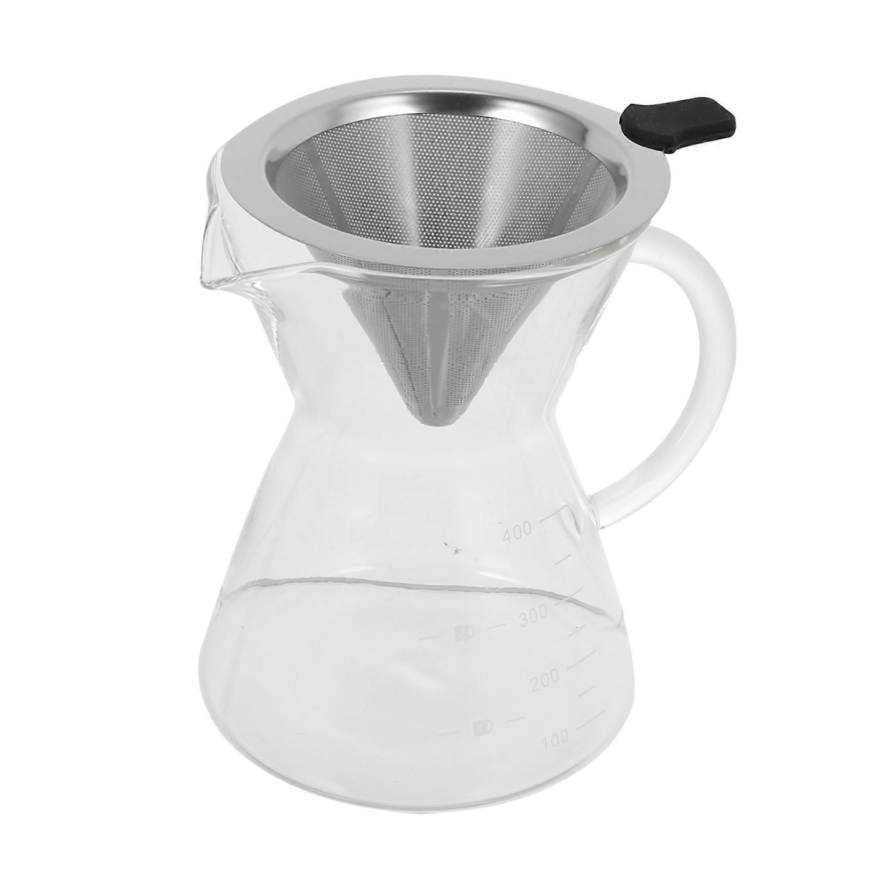 Manual Coffee Dripper with Glass Pot and Handle, Reusable Filter, Cold Brew Coffee Maker