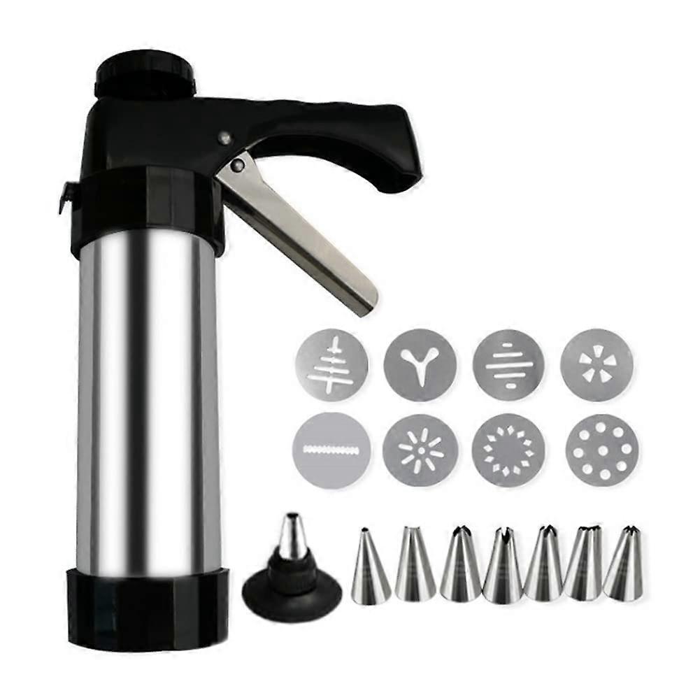 Stainless Steel Cookie Press Maker Kit with Adjustable Trigger for Baking and Decorating