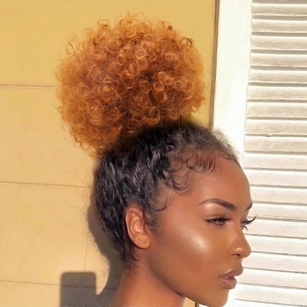 Afro Puff Ponytail with Instant Volume Boost, Synthetic Kinky Curly Drawstring Bun Extension 30#