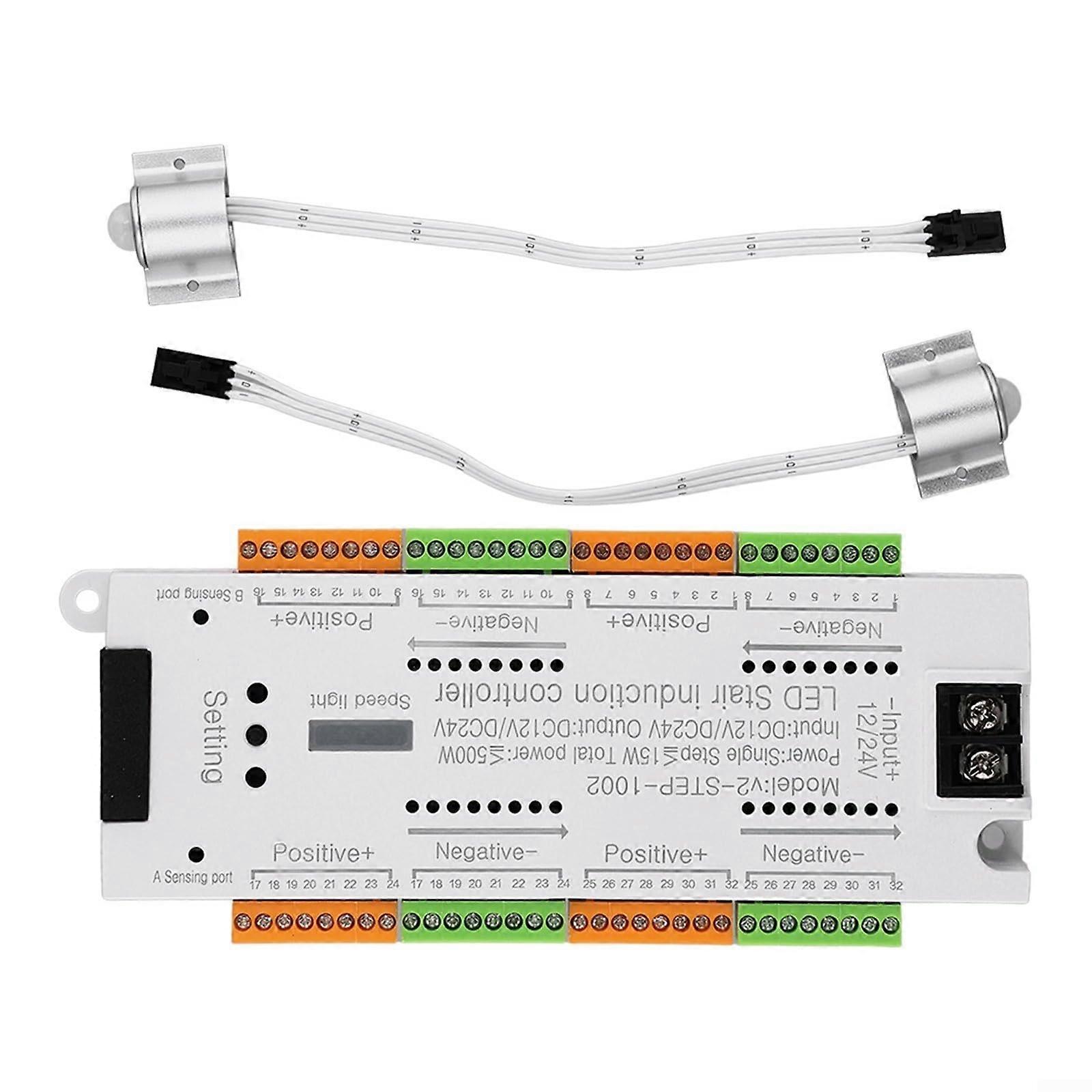 LED Stair Lights Motion Sensor Controller 32Channel 12V 24V Smart 120° Detection System