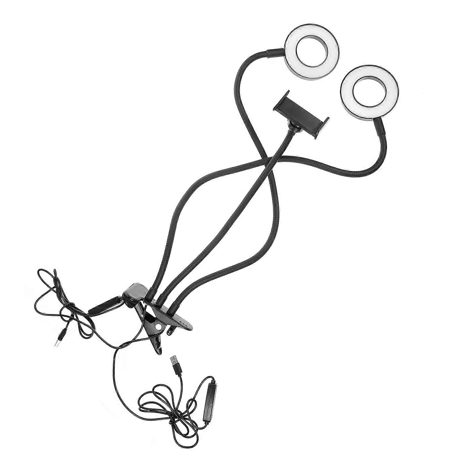 Live Stream Light Dual Head Clip-on Adjustable Brightness Lamp for Phone