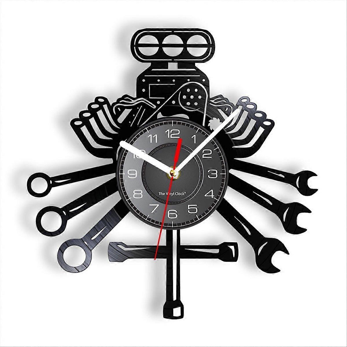 Car Repair Tools Wall Clock with LED Lights, US Plug
