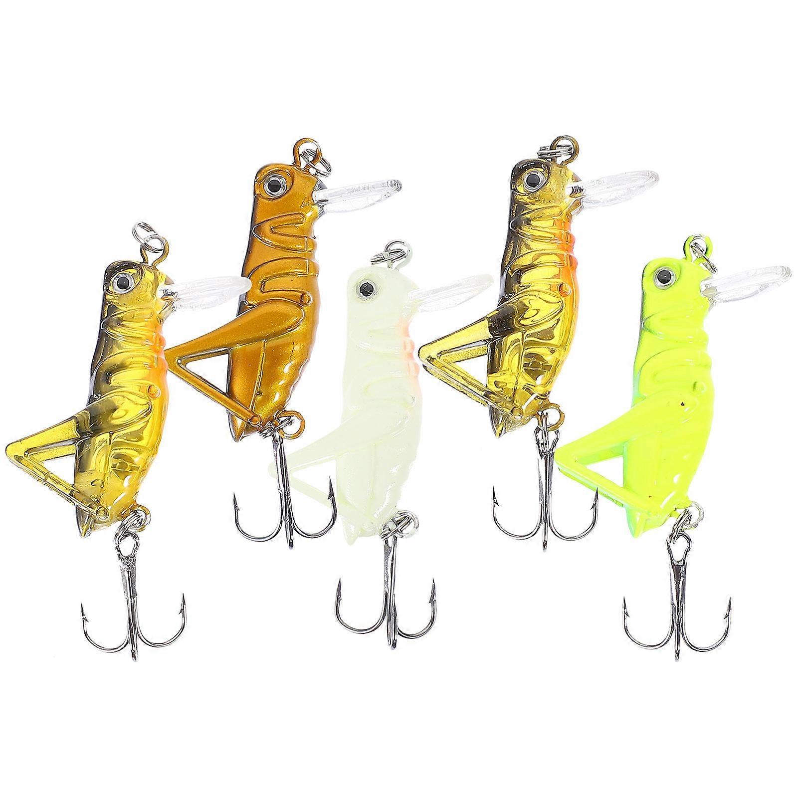 Fishing Lures Simulation Grasshopper for Fishing Use 5Pcs Assorted Color Hard Baits