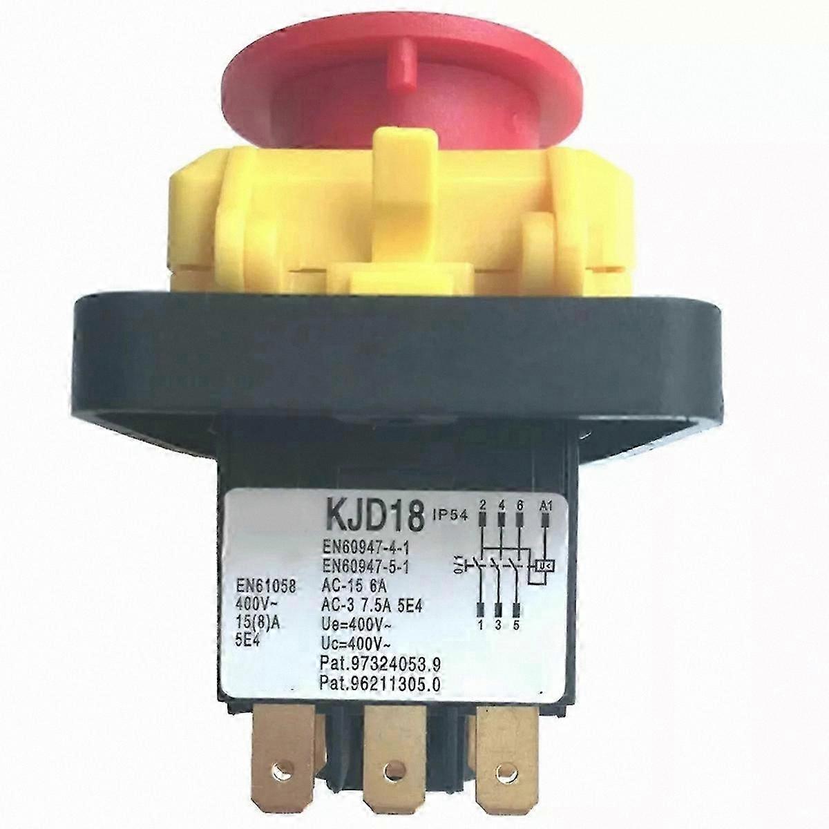 KJD18 400V 6-Pin Waterproof Magnetic Push Button Switch