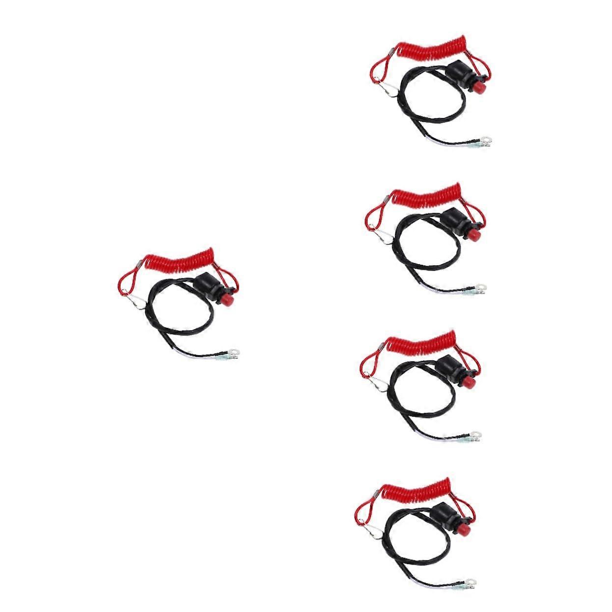 5 Pack Boat Engine Safety Lanyard and Emergency Kill Switch Cord Set for Quick Replacement