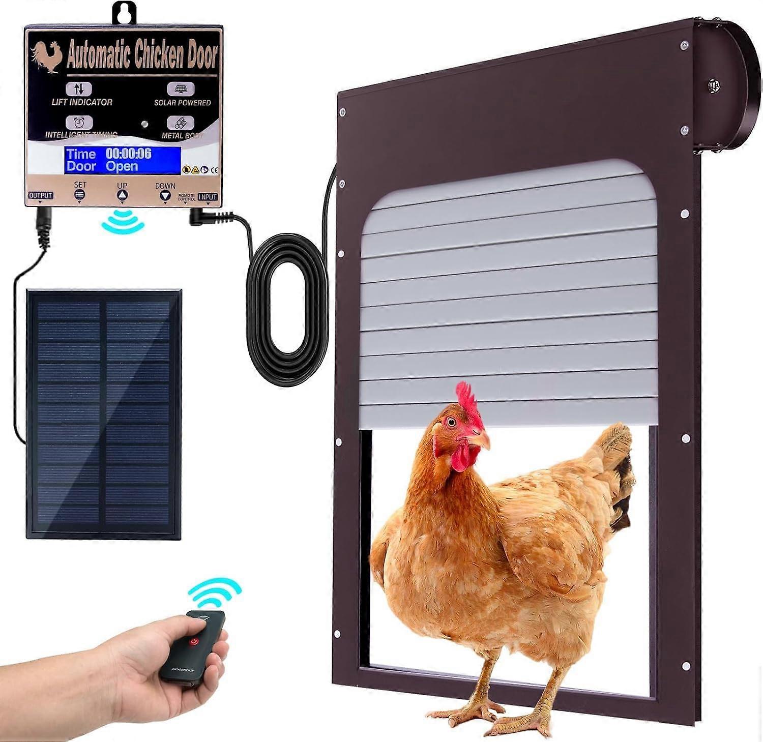 Automatic Chicken Coop Door Opener with Timer, Weatherproof Light Sensor Door for Hens