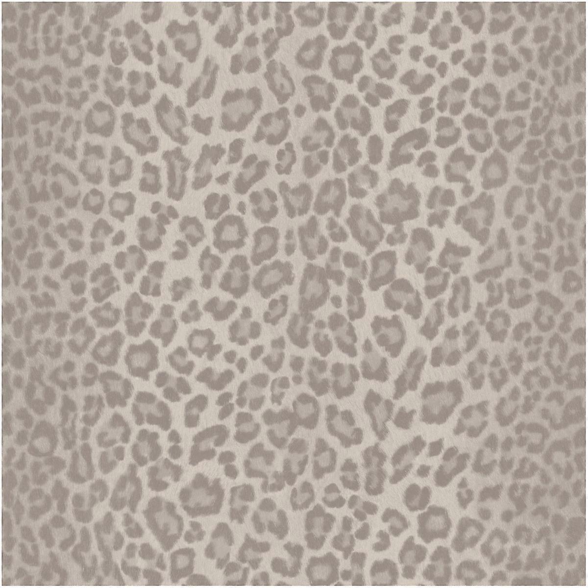 Neutral Cream / Silver Leopard Print Wallpaper