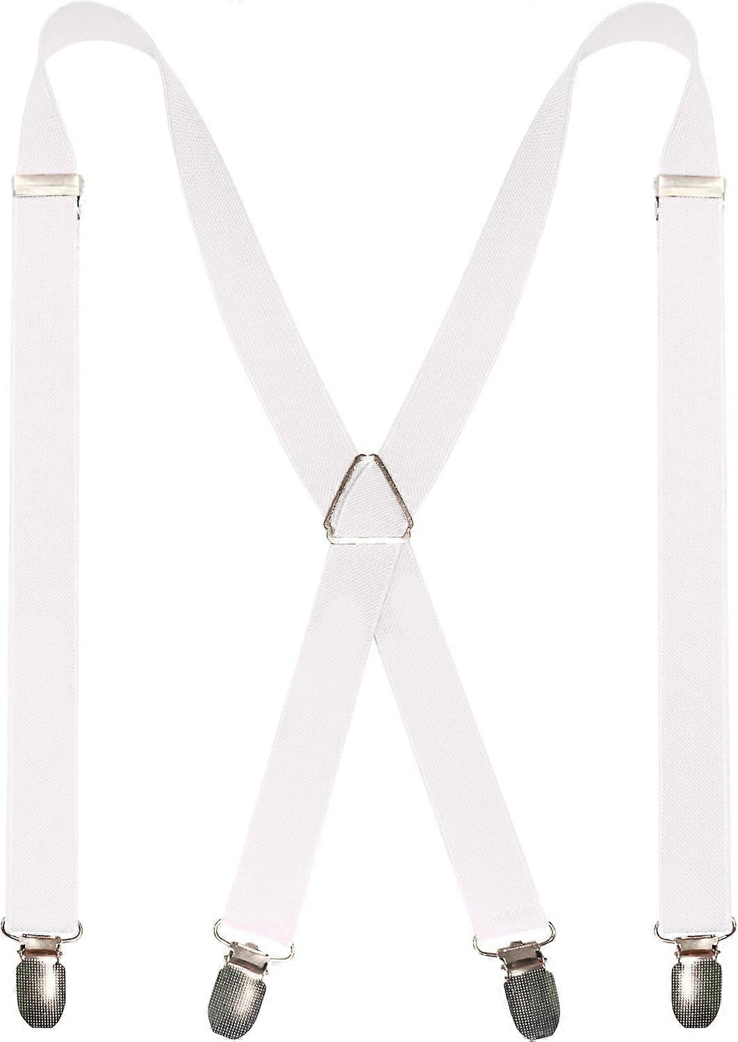 Mens Solid Color Suspender with 4 Clips Adjustable Braces