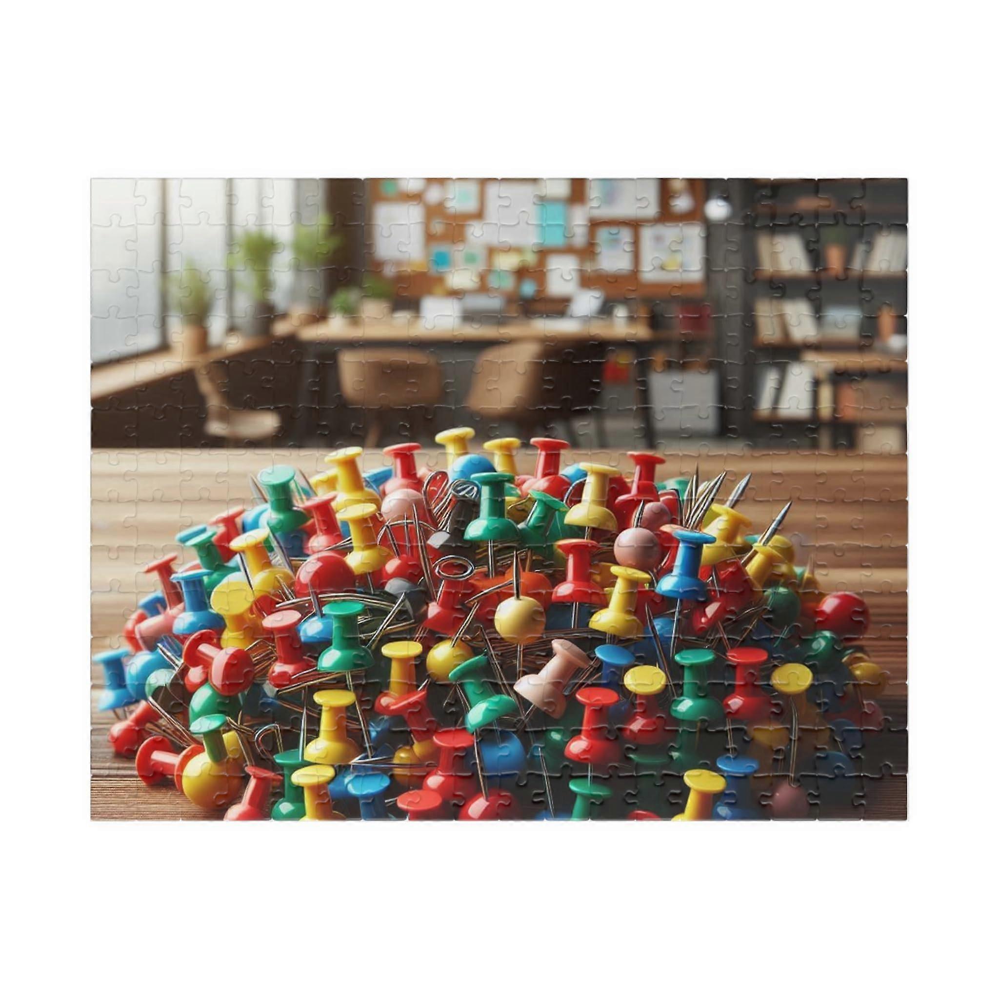 Multicolor Push Pins Jigsaw Puzzle Made in USA 252 Piece Set for Uniform Horizontal Alignment