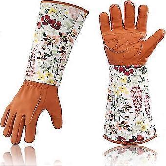 Gardening Rose Leather Gloves Women Extended Pro Gloves Rose Pruning Garden For Mother And Grandmother Gardening Gifts (red)