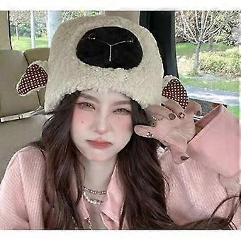 Women's Outdoor Foldable Hat Japanese Lambswool Cute Girls Casual Winter Warm,Beige