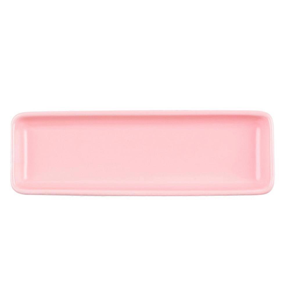 Ceramic Snack Plate Long Dish for Food Serving 2Pcs Pink Tableware