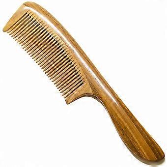 Pente de dentes finos, pente de madeira para barba, pente para homens - sândalo verde