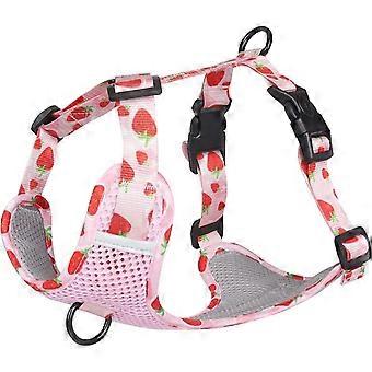 Dog Breathable Harness for Summer, No Pull Adjustable D-Ring Reflective Harness Webbing Walking Harness for Small Meduim Large Dogs(Pink,M)