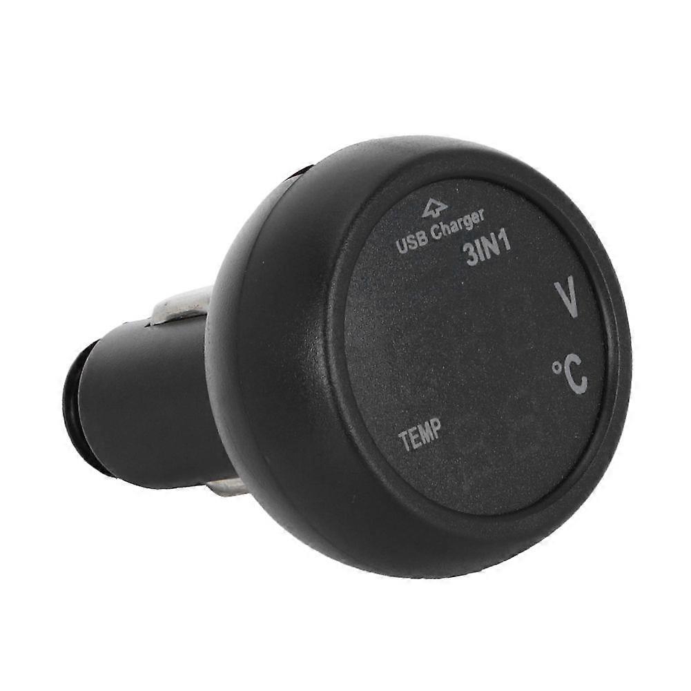 3 i 1 multifunksjonell bil auto 12V / 24V digital LED voltmeter termometer usb-lader