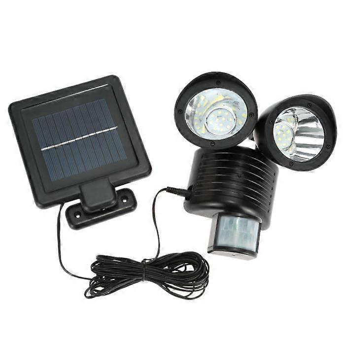22LEDs Solar Powered Lamp Adjustable Motorized Panel Rotatable Double Heads Dural Security Wall Light Induction PIR Detection