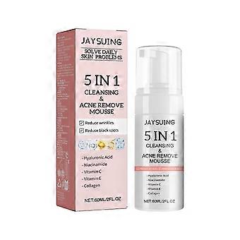 Mousse detergente 5 in 1 da 60 ml - Pulizia profonda, minimizza i pori, attenua le cicatrici da acne, rimuove punti neri e punti bianchi, controlla la produzione di sebo.