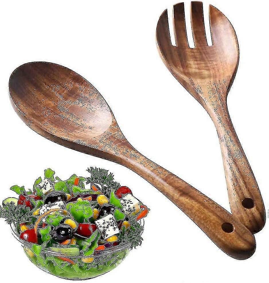 Wooden Spoon Fork, Salad Fork Spoon Kitchen Tool, 2 Pc Set