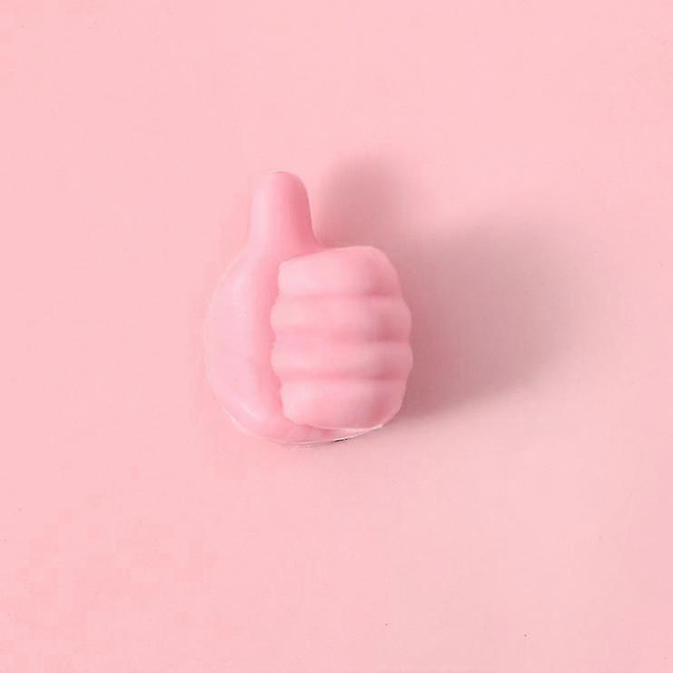 creative Thumbs Up Shaped Fun Usb Cable Rack Wall Hook Clip pink)