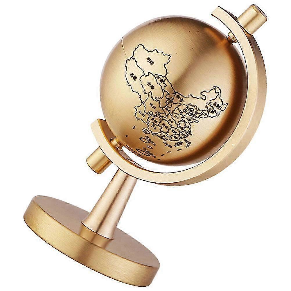 Golden Brass Rotating Globe for Desktop Decor