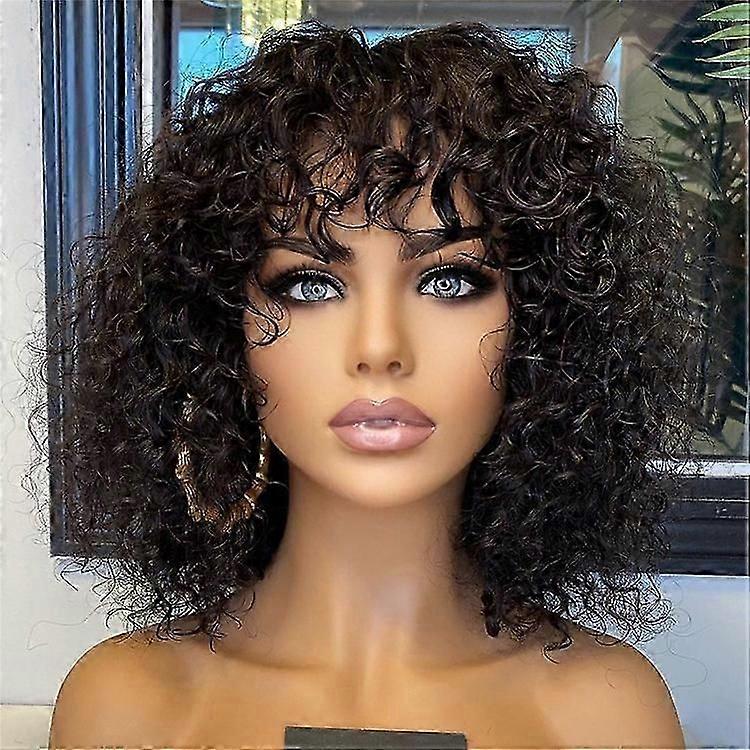 Short water wave bang bob wig