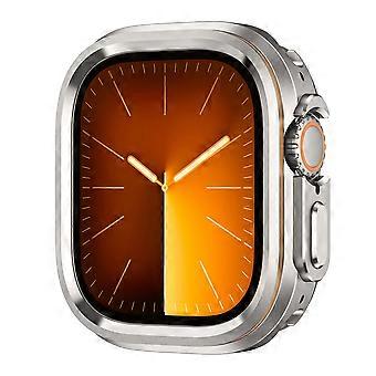 Estuche para Apple Watch Ultra 3 de 49 mm / Ultra 2 de 49 mm / Ultra 49 mm con diseño de anillo decorativo, aleación de zinc + cubierta protectora de PC - Titanio