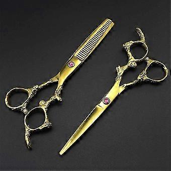 Professional 6 Inch Hairdressing Scissors Set with Barber Thinning Shears & Ergonomic Handle
