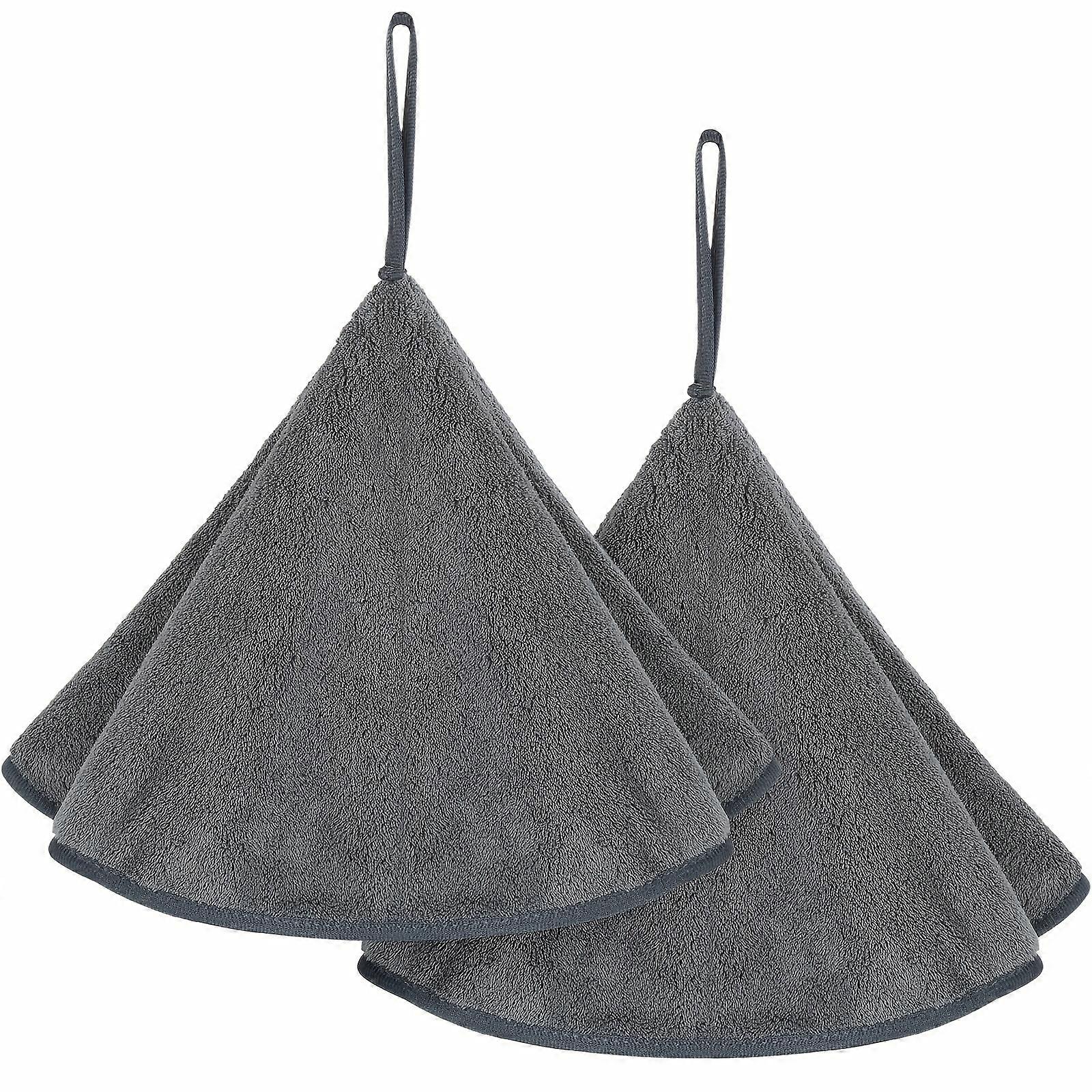 2-Pack Microfiber Kitchen Hand Towels, Absorbent Quick-Dry with Hanging Loop