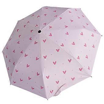 Folding Uv-Resistant Heart Pattern Sunshade Umbrella for Sun Protection