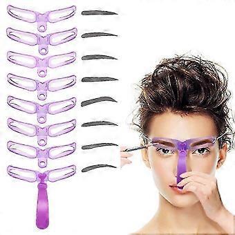 Washable Eyebrow Stencils, 8 Styles Reusable Eyebrow Template, Ergonomics Design with Adjustable Head Rope