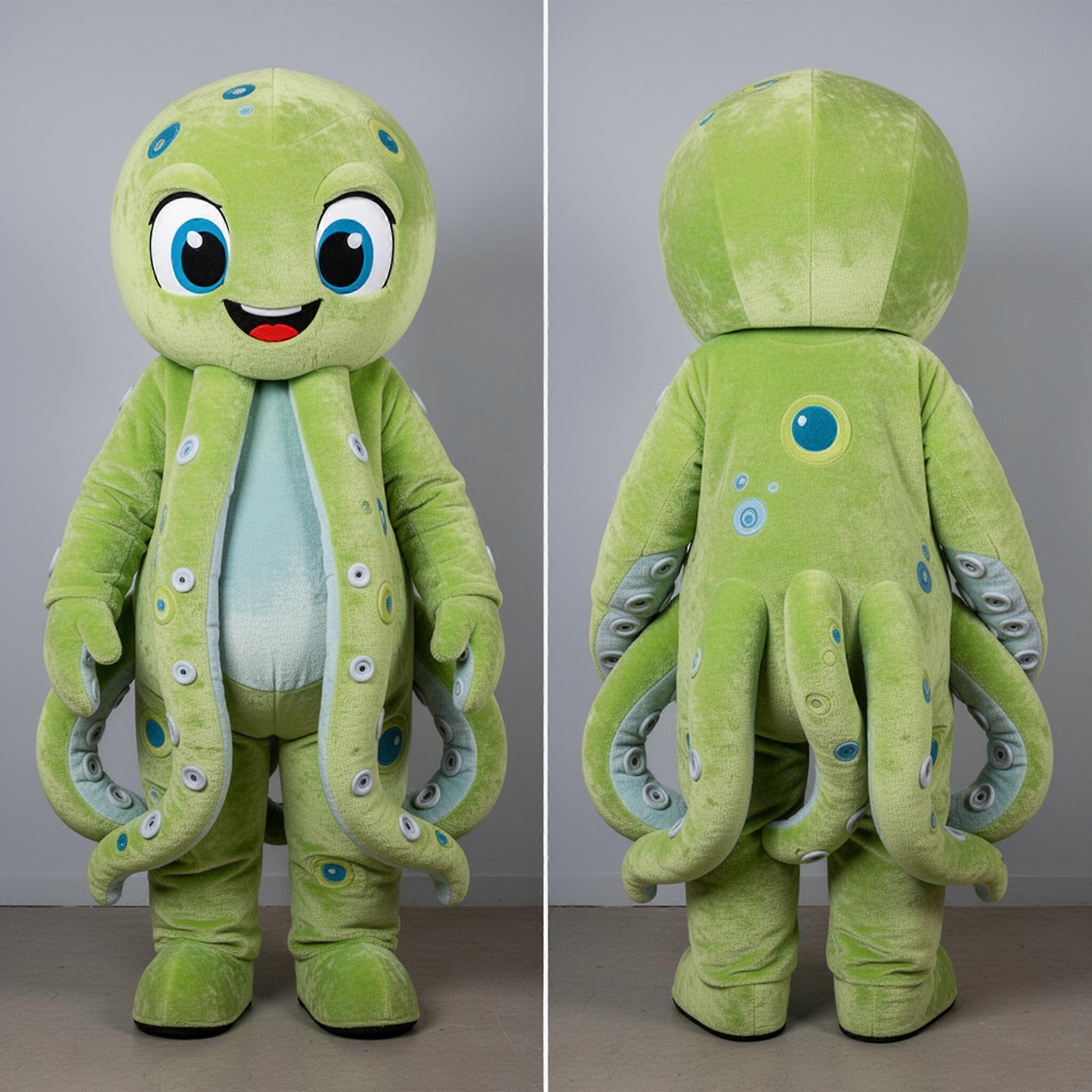 MASTICOT Lime Green Broad Shouldered Kraken Mascot
