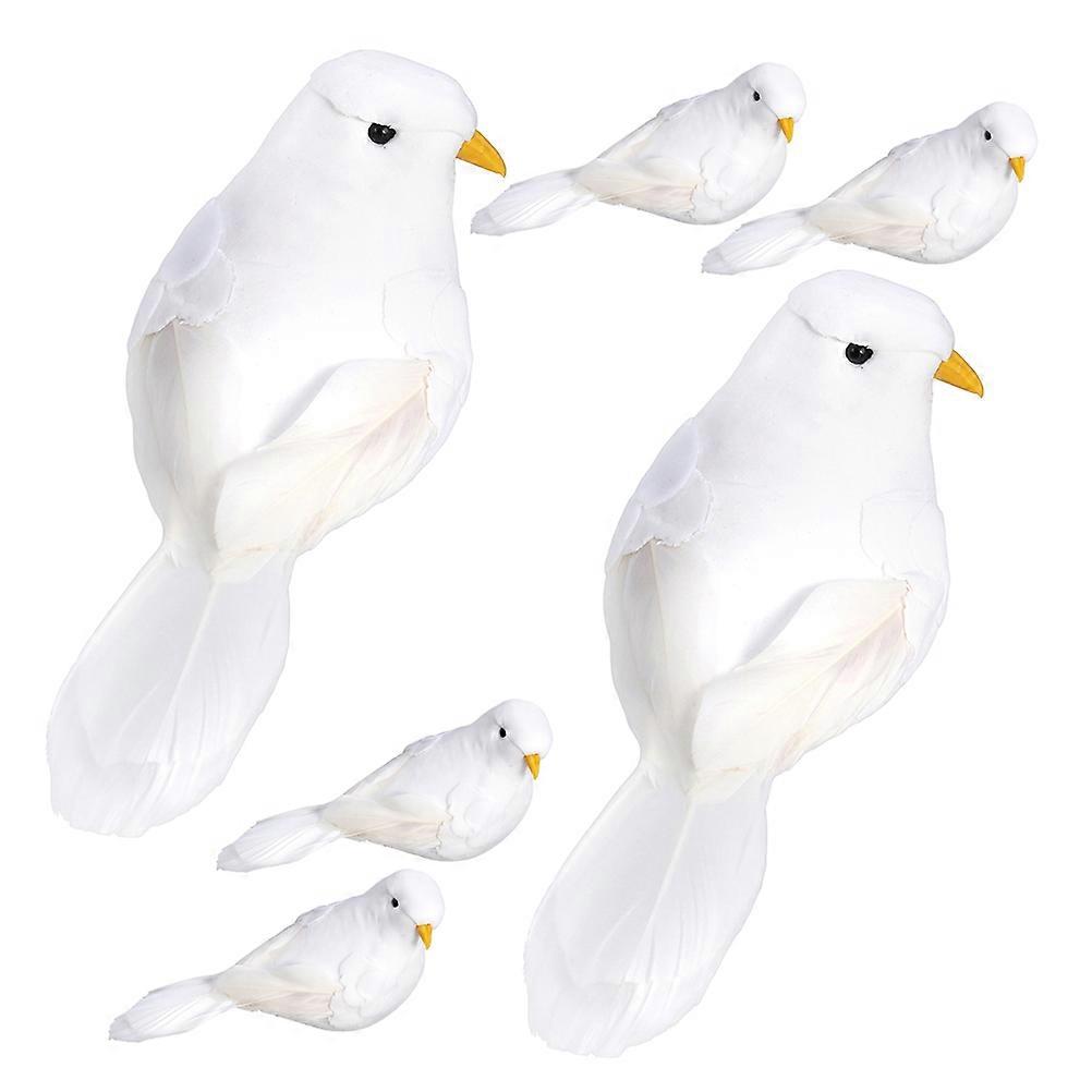 Artificial Dove Statue for Performance White Simulation Bird 6Pcs