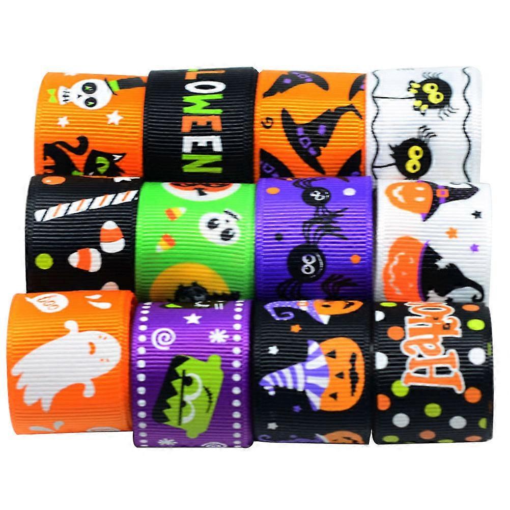 Halloween Printed Ribbon for Craft Projects 24Pcs Assorted