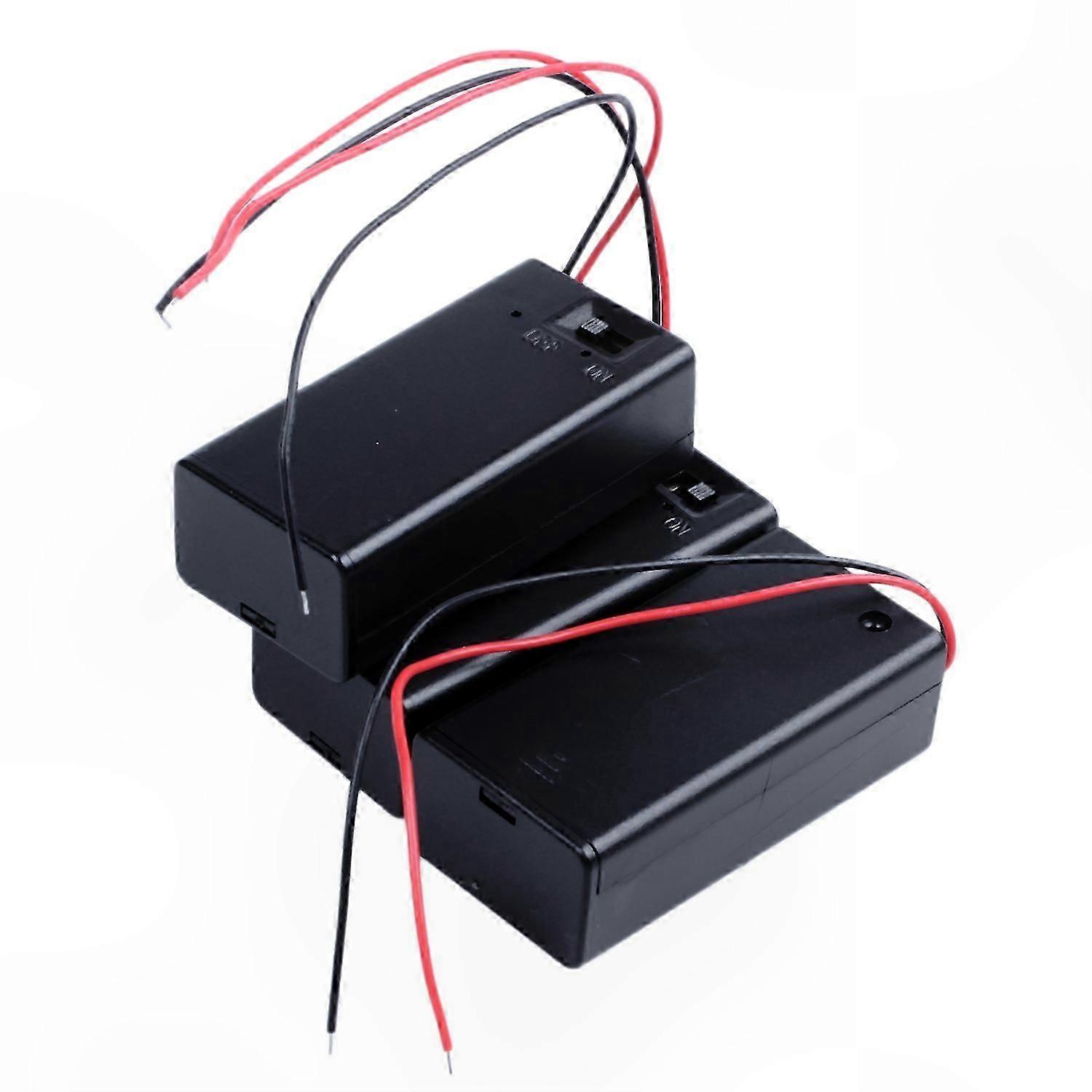3-Pack Battery Case Holder with On/Off Switch for 9V Cell