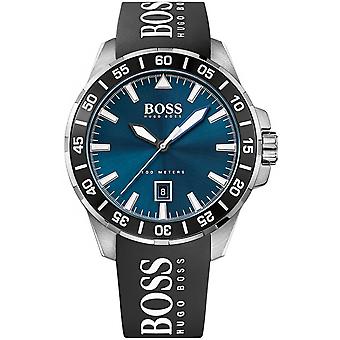 Deep Ocean Hugo Boss Quartz analoge man horloge met siliconen armband 1513232