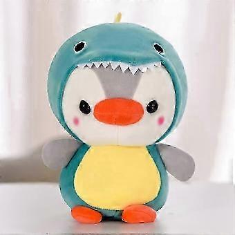 Penguin Plush Toy with Dinosaur Costume Soft Short Plush Down Cotton Filled 10 Inch Cartoon Stuffed Animal Pillow