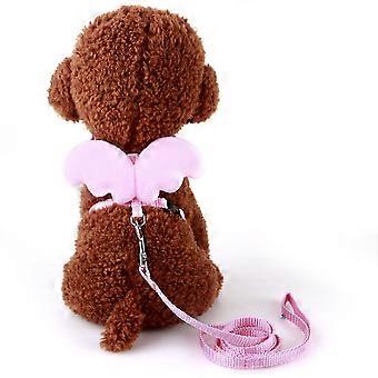 Pet Harness Adjustable Chest Harness with Leash 3Pcs Pink Angel Wings Set