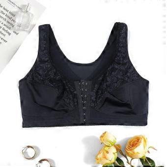 Large chest shows small, large size seamless underwear front opening buckle ultra-thin lace bra all-inclusive without steel ring bra wholesale