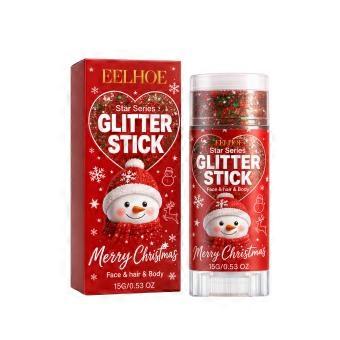 2pcs Christmas Body Glitter Stick, Portable Clear Fine Shimmer Stick for Party, Soft Smooth Glitter Makeup Stick