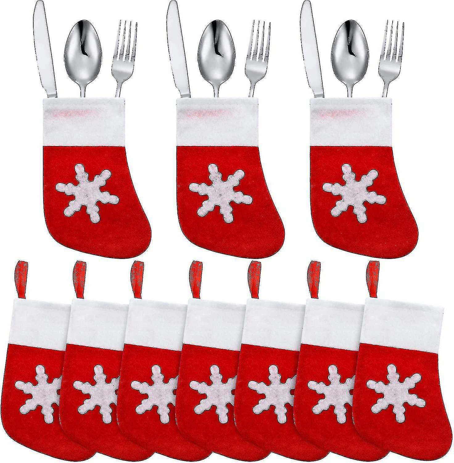 20 Packs Christmas Dinner Table Decorations Snowflake Tableware Holder Christmas Socks Dec