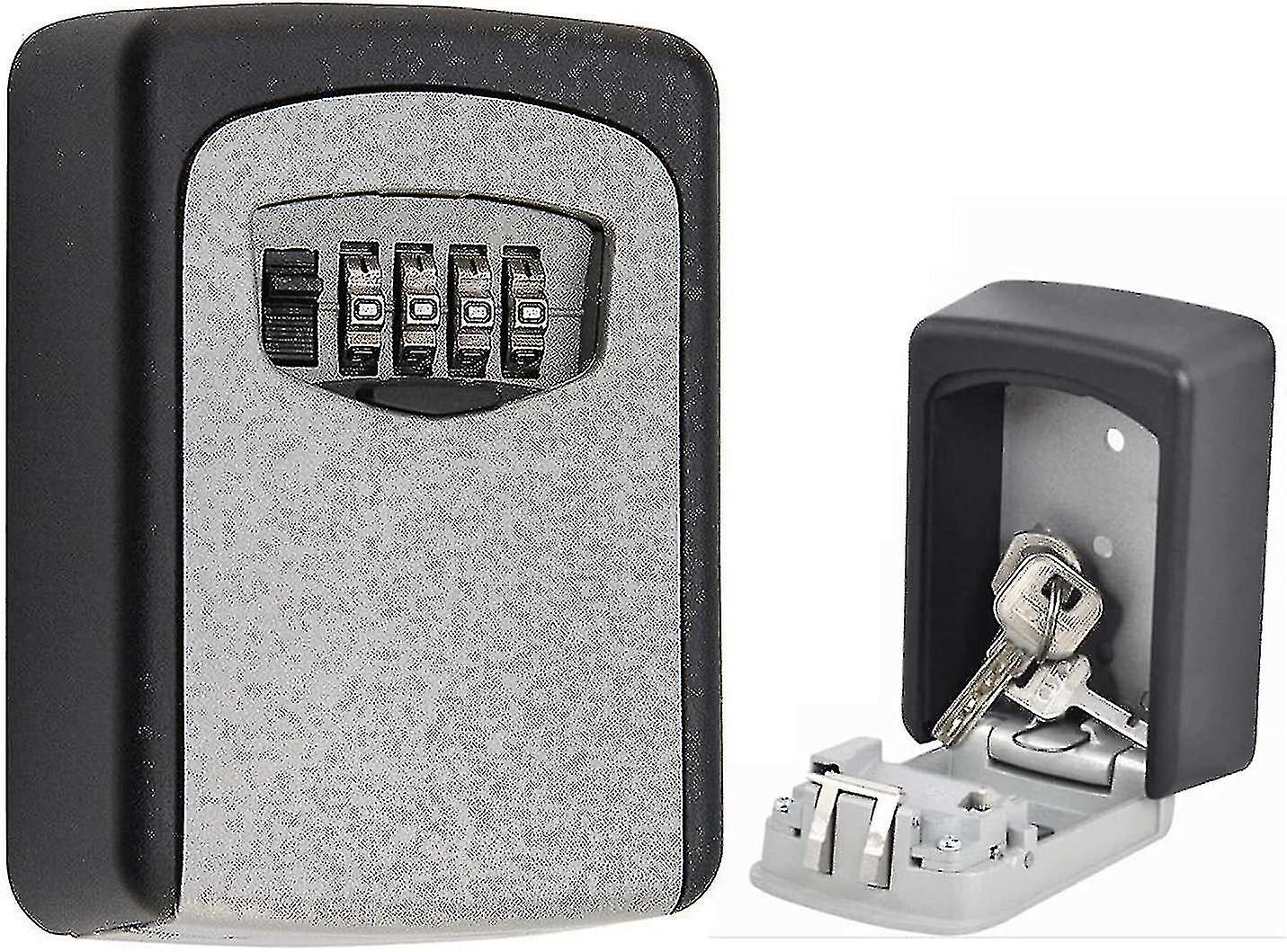 Key Lock With 4-digit Combination Lock Outdoor Wall Mounted Safe Key Box Resettable Code